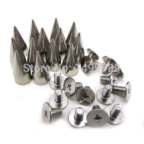 100 sets 13mm silver metal bullet spike stud punk bag belt schoenen kleding leathercraft cone rivet diy gratis