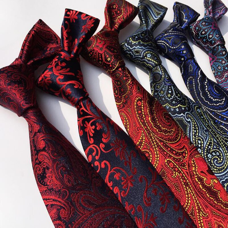 Gusleson 8cm klassisk glipper til menn 100%  silke jacquard paisley floral cravatta glipper mann brudgom forretningsslips tilbehør