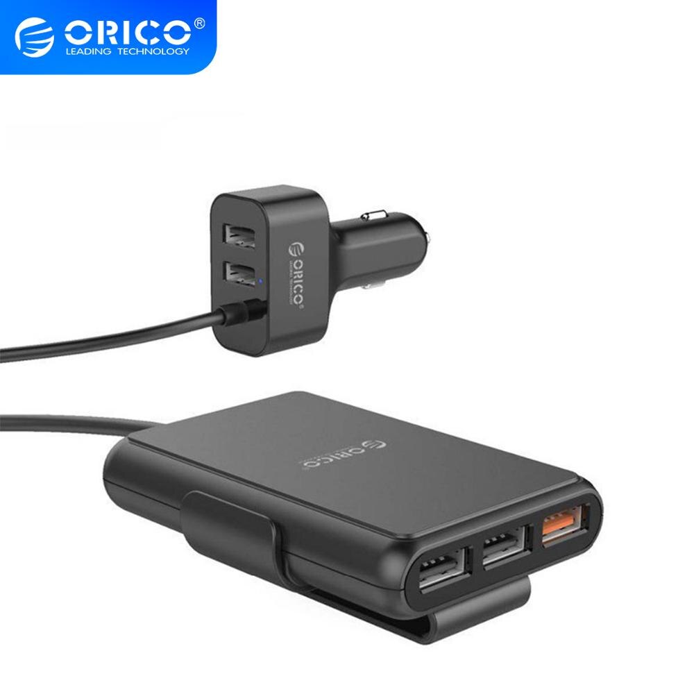 ORICO 5 Port QC3.0 szybka ładowarka samochodowa z przedłużaczem 52W uniwersalny adapter USB robić telefonów komórkowych MPV tablet PC 12V-24V