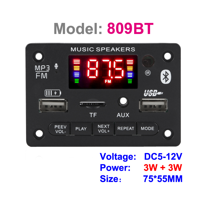 2*25w amplificador bluetooth mp3 placa decodificadora carro mp3 player módulo de gravação usb rádio fm aux para alto-falante áudio handsfree diy: Azul