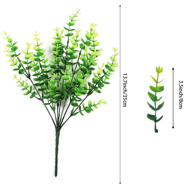 24 Pack Artificial Greenery Outdoor Plants Plastic Boxwood Shrubs Stems for Home Farmhouse Garden Office Wedding