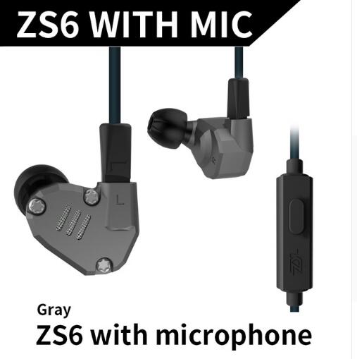 KZ ZS6 2DD+2BA Hybrid In Ear Earphone HIFI DJ in ear Monitor Running Sport Earphones Earplug Headset Bluetooth Hifi Earbuds: ZS6Graywithmic