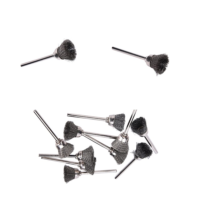 10 stuks roestvrijstalen draadbeker miniborstels, geschikt voor dremel-rotatiegereedschap accessoire 13mm