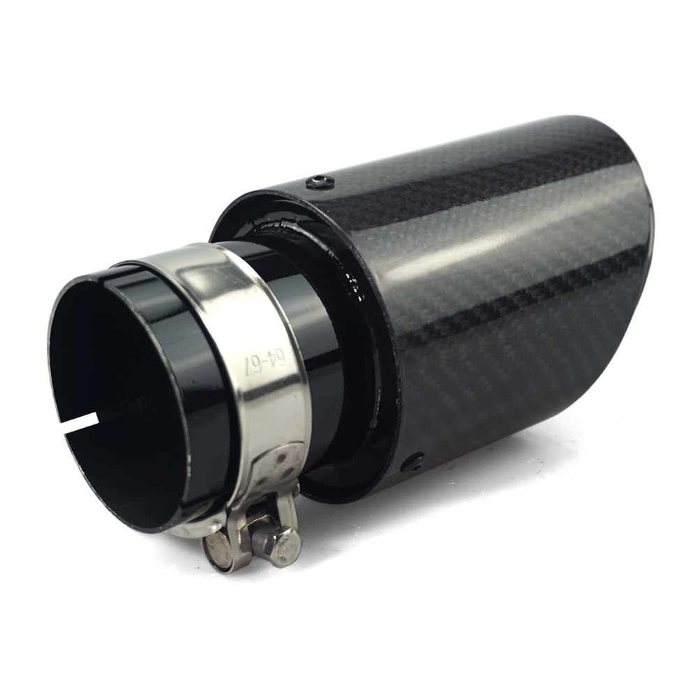 Auto Carbon Uitlaat Tip Uitlaat Drie-Layer Bullet Shape Universal Straight Roestvrij Zwart Uitlaatpijp Uitlaten