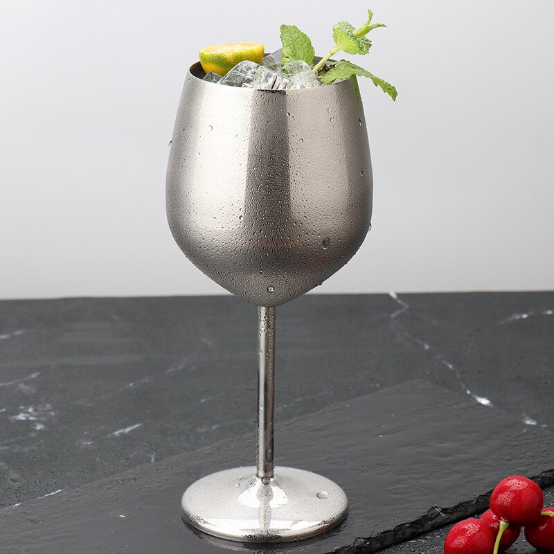 304 Stainless Steel Goblet Wine Glass Juice Drink Goblet Shatterproof Party Barware Large-Capacity Goblet Bar Accessories