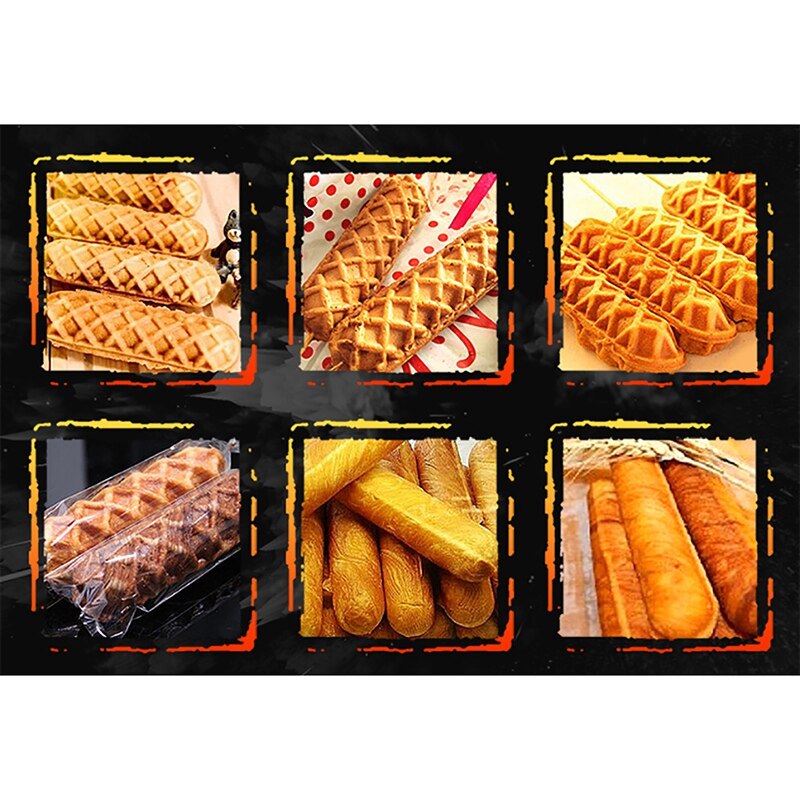 Elektrisk sprø mais hotdog vaffel maker mini fransk muffin hundepinne pølse maskin frokost panne baking grill uk pl