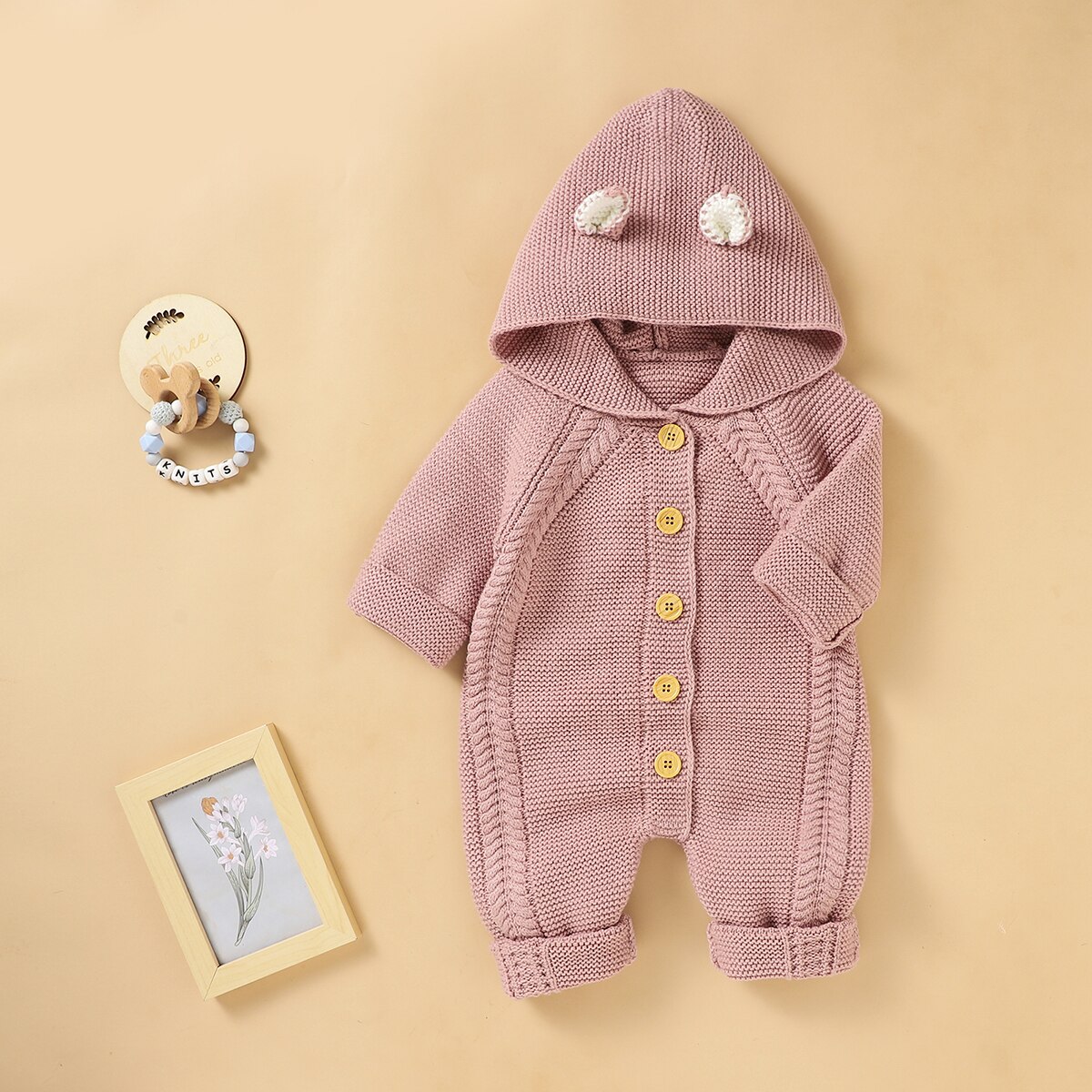 Baby Trui Jumpsuits Winter Jongens Meisjes Kleding Peuter Lange Mouwen Single-Breasted Gebreide Hooded Truien Romper 0-24M