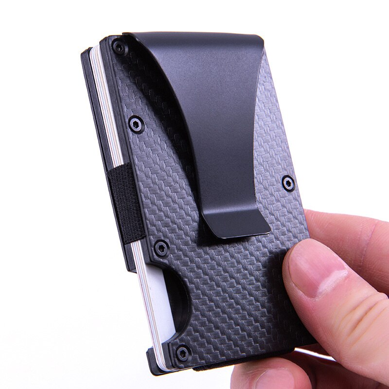 Slim Aluminum RFID Magic Wallet Carbon Fiber Card Holder fit 6 Bussiness Cards for Women& Mens