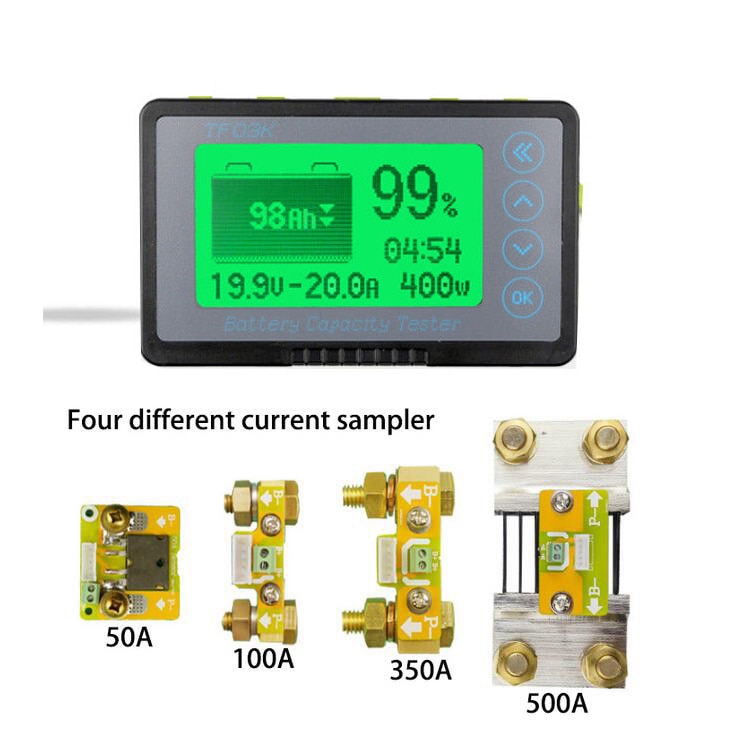 Dc 500A Coulomb Meter Batterij Monitor Resterende Capaciteit Indicator Voltage Spanning Lithium Lifepo Lood-zuur 12V 24V test