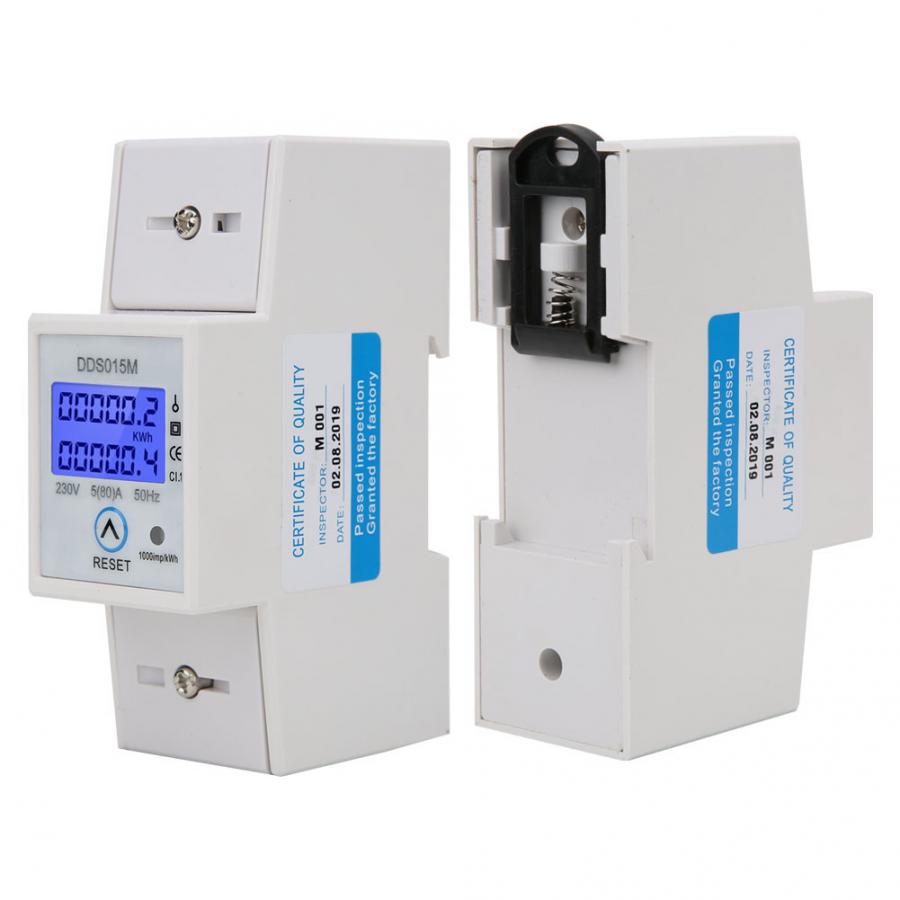 DDS015M Watt Hour Meter Digital Display Single Phase Electric Power Meter Can-be-Reset 230V