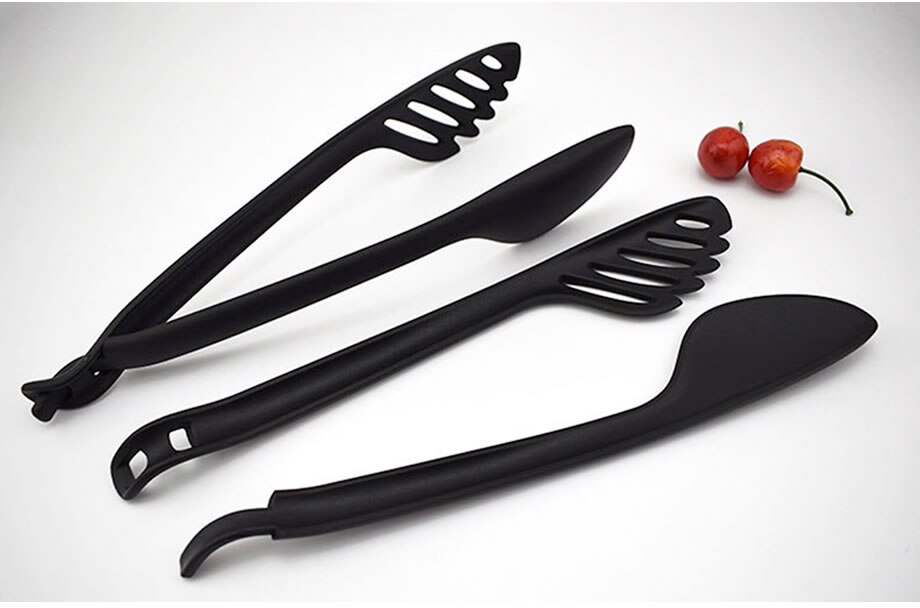 Pinzas para Fideos de nailon y silicona, 9 pulgadas, pinzas para alimento, pinzas para Pasta, pinzas para alimento, mango de acero inoxidable, utensilios de cocina, accesorios de cocina