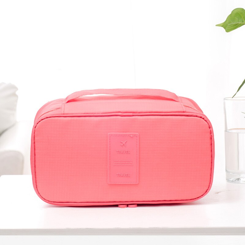 Women Waterproof Oxford Bra Underwear Socks Packing Cube Storage Bag Portable Solid Travel Luggage Organizer: Pink