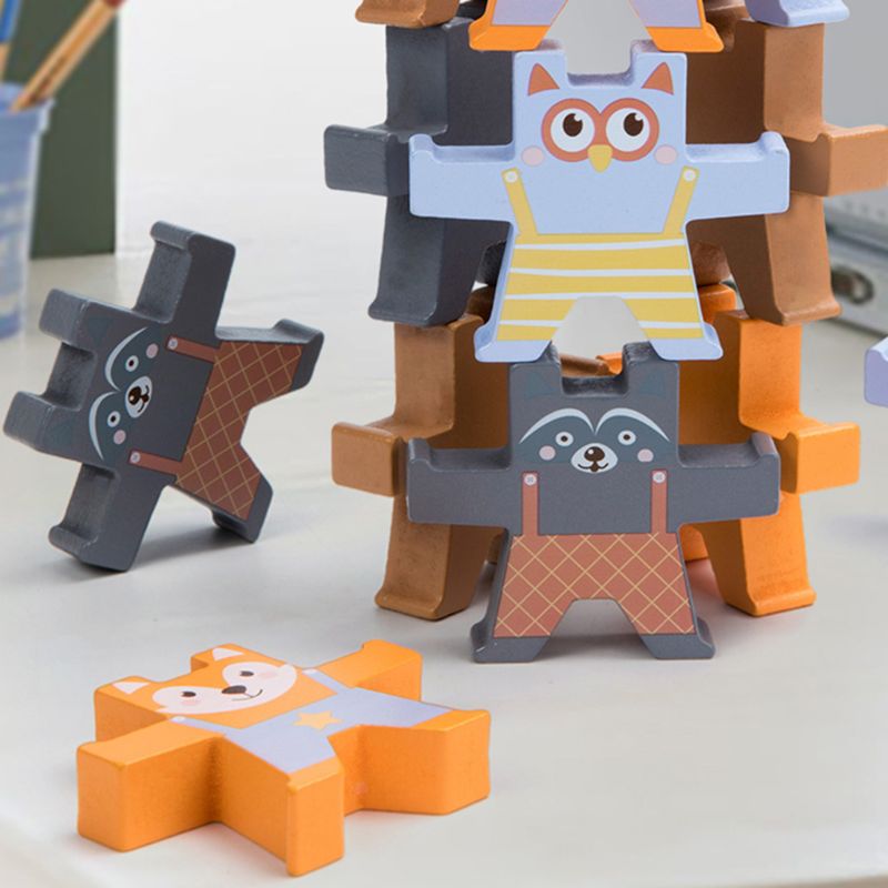 Houten Stapelen Games Dieren Interlock Speelgoed Balancing Blokken Games Peuter Educatief Speelgoed
