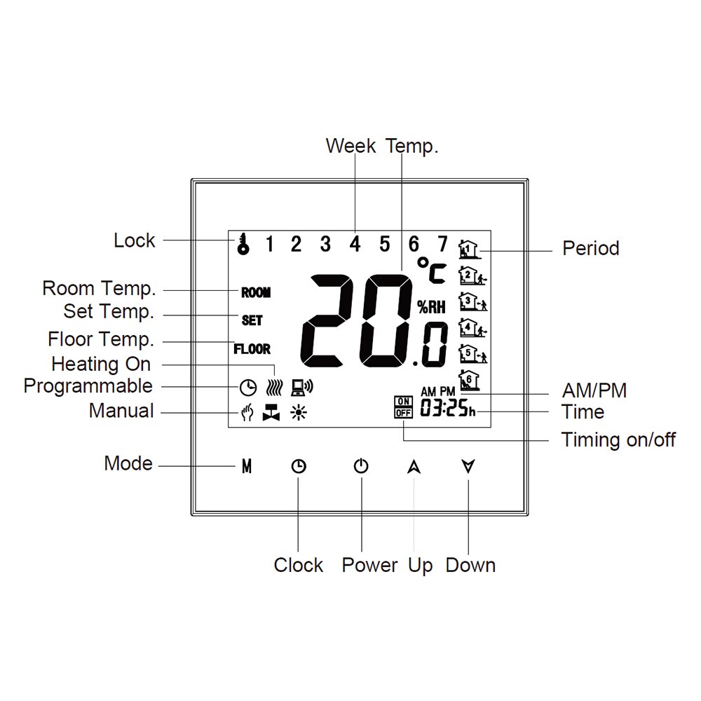Home Programmable Thermostat for Radiant Floor Heating System Smart Touchscreen Heat Only Thermostat терморегулятор для пола