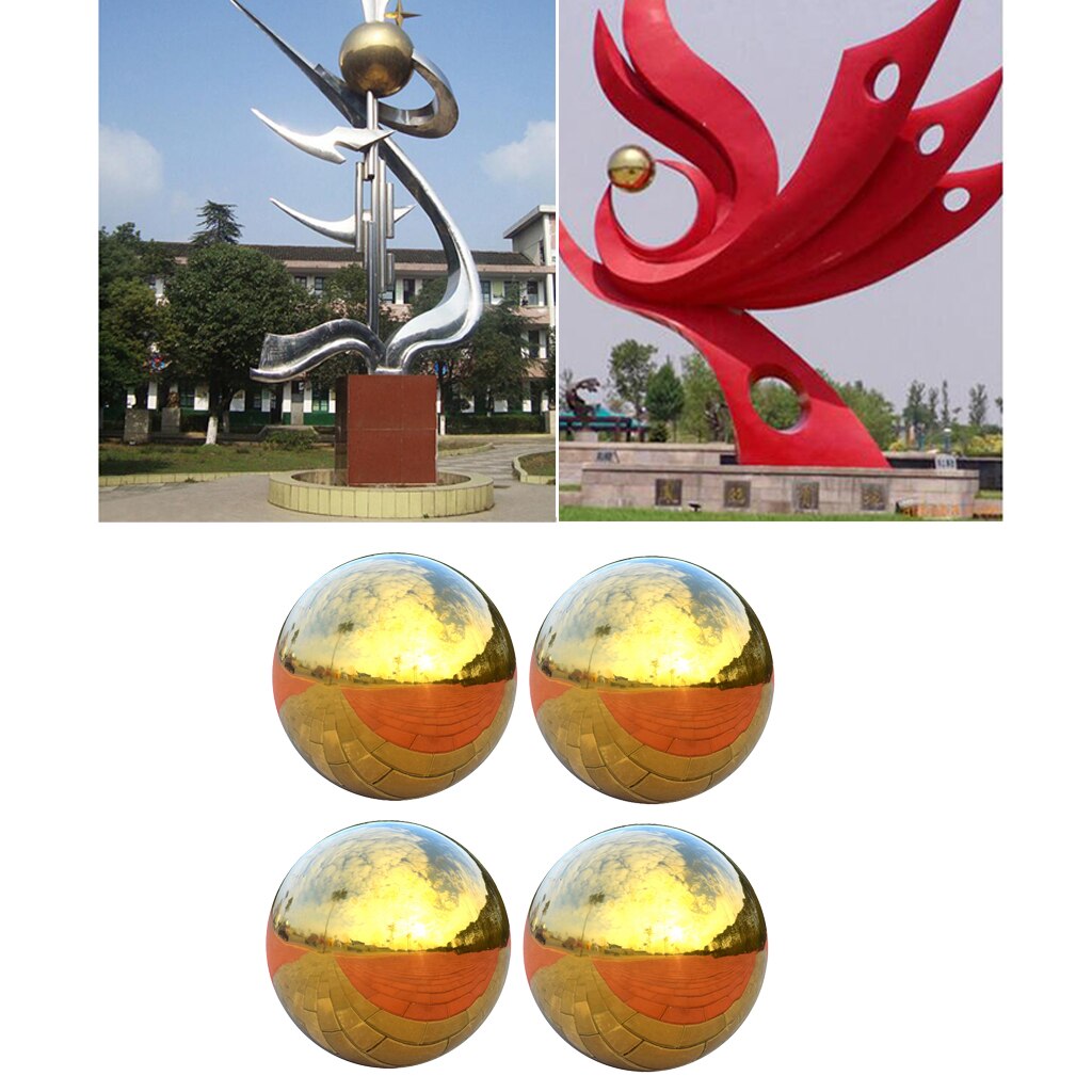 4 pièces/ensemble 304 boule de regard d'acier inoxydable sans couture, boules de miroir, boule creuse de sphère pour la décoration extérieure de jardin