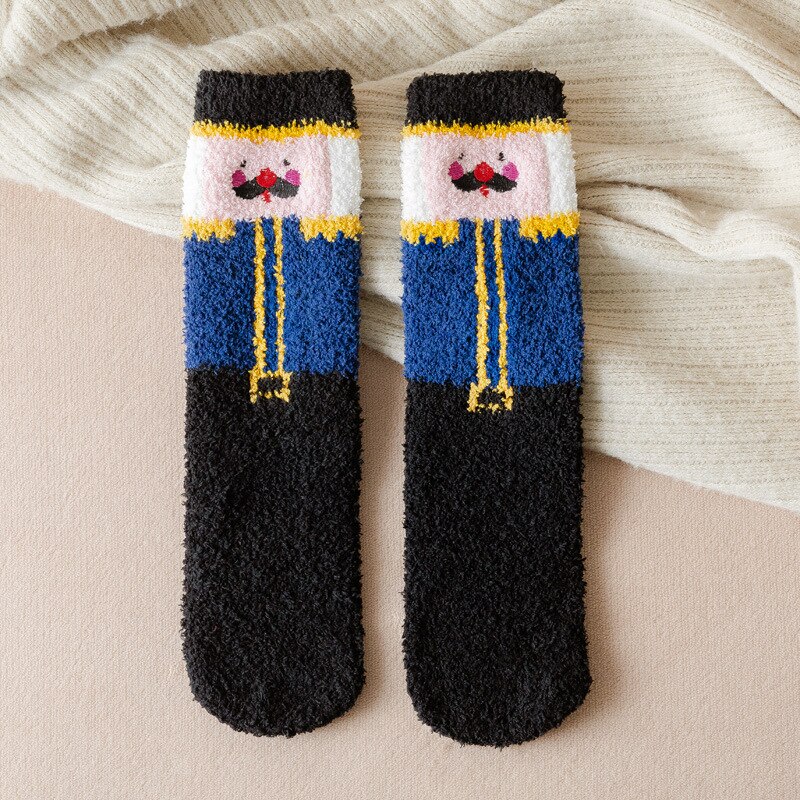 Winter thick warm ladies warm socks kawaii Christmas cartoon cow duck cat socks printing funny women year socks: 4