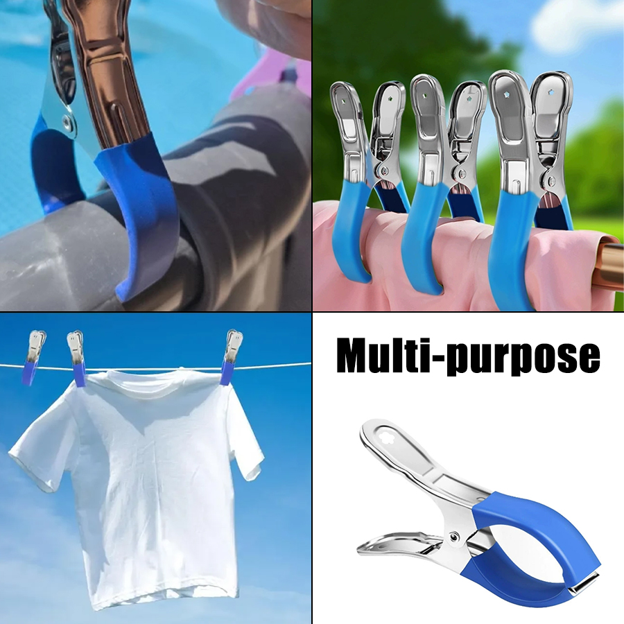 Clips de couverture de piscine réutilisables en acier inoxydable, avec poignée en plastique, Clips à ressort coupe-vent adaptés aux couvertures de piscine au sol, 12/6 pièces