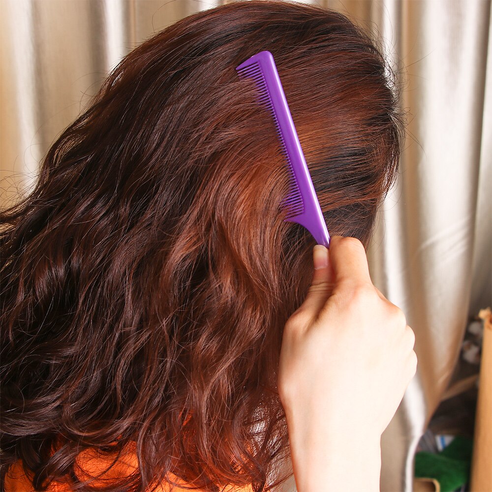 Fine-tooth Hair Comb with Stainless Steel Rat Tail Woman Anti-static Hairbrush Hairdressing Styling Tool