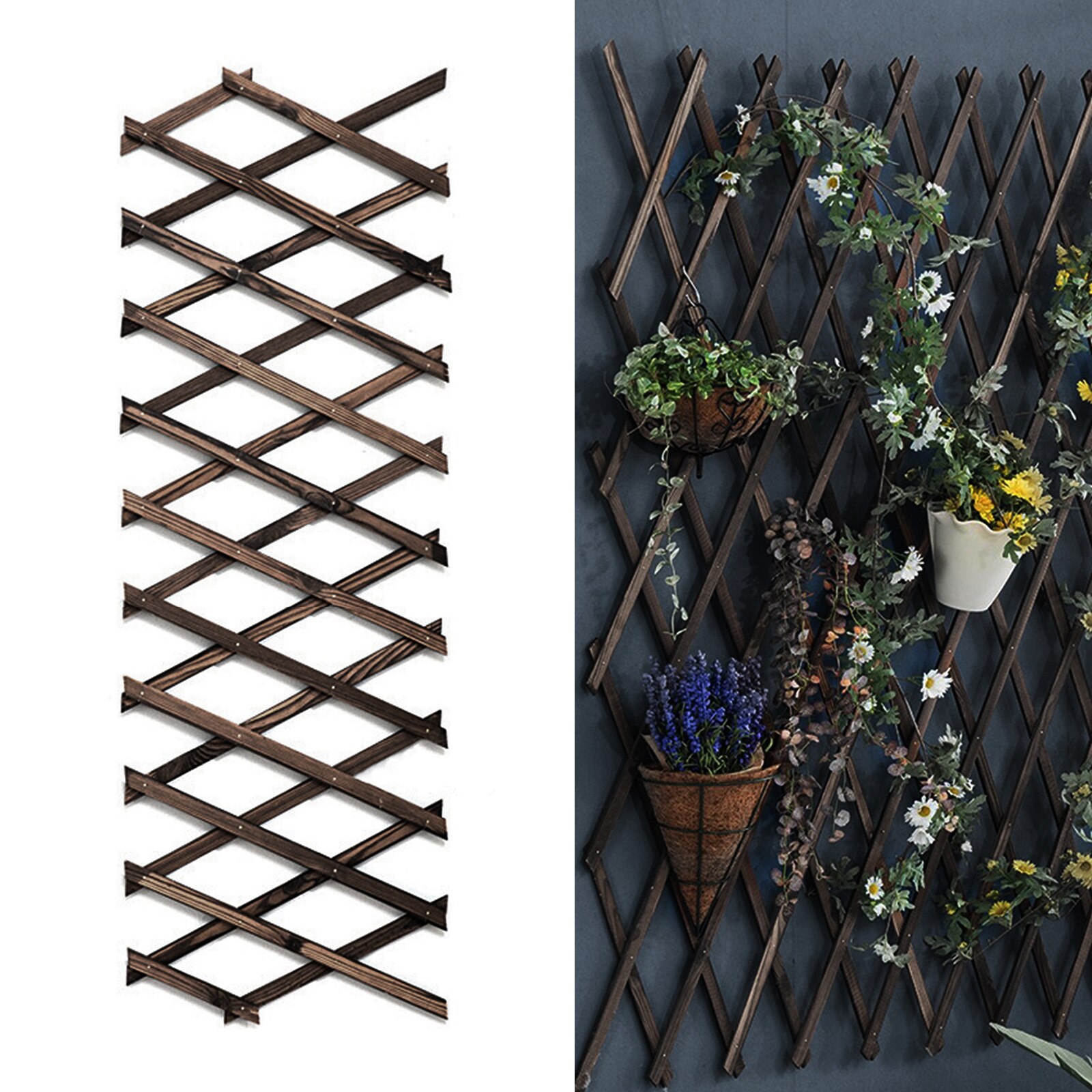 Extendable Wooden Trellis Lattice Fence Panel Lawn Decor Flowers Growing