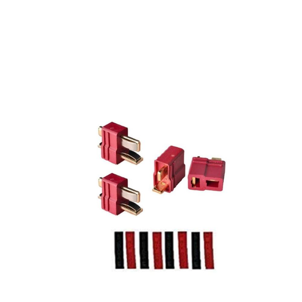 2/5/10 Pairs Rood Zwart Ultra T-Plug Connectors Deans Stijl Mannelijke En Vrouwelijke Met Krimpkous voor Rc Charger Lipo Batterij: 2 pairs(2 grips)