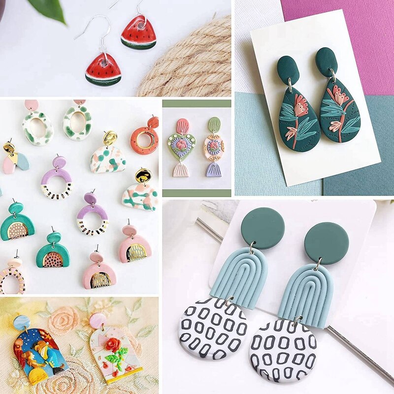 24 Pcs Polymeer Klei Oorbel Cutters, 10 Vormen Klei Snijders Met Oorbel Kaarten En Haken Voor Polymeer Klei Sieraden Maken