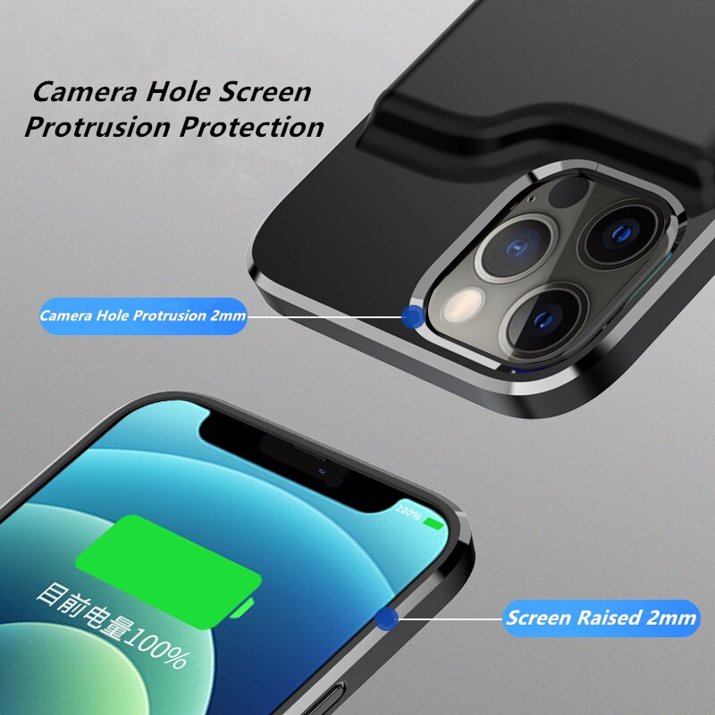 Funda con cargador de batería para iphone 12 Pro, carcasa fina con cargador inteligente, funda con batería para iphone 12 Mini 12 Pro Max