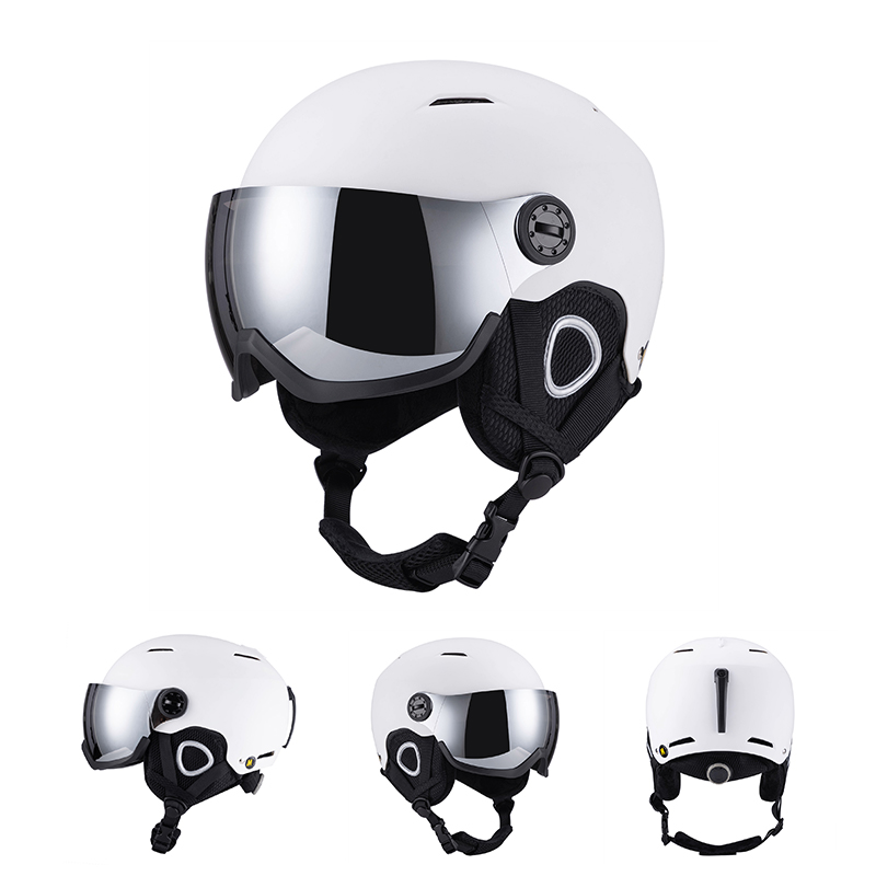Horntour Skiing Helmet with Goggles Warm Helmet ABC+EPS High Ski Helmet Outdoor Sports Ski Skateboard Helmet: L / Brown