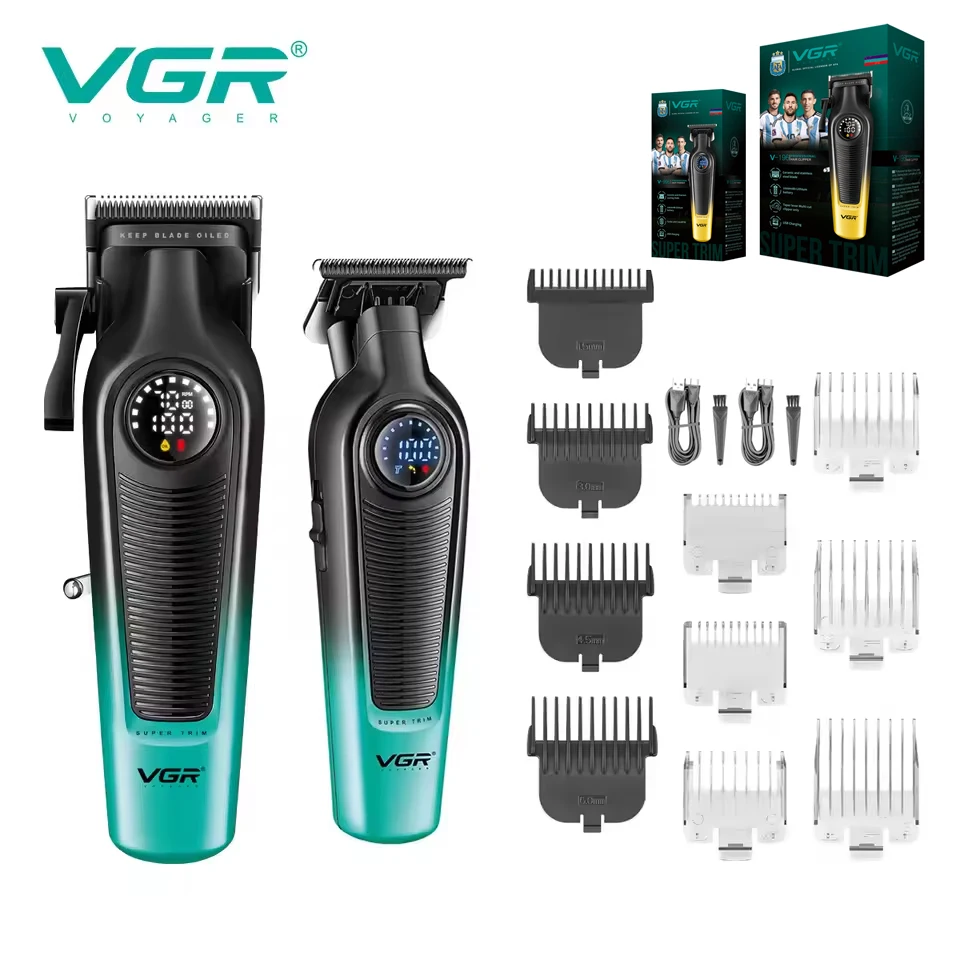 VGR 196 Professionelle Haarschneidemaschine, DLC-Klinge, LED-Anzeige, kabellose USB-Keramikklinge, Herren-Haarschneidemaschine, Haarschneidemaschine: MULTI