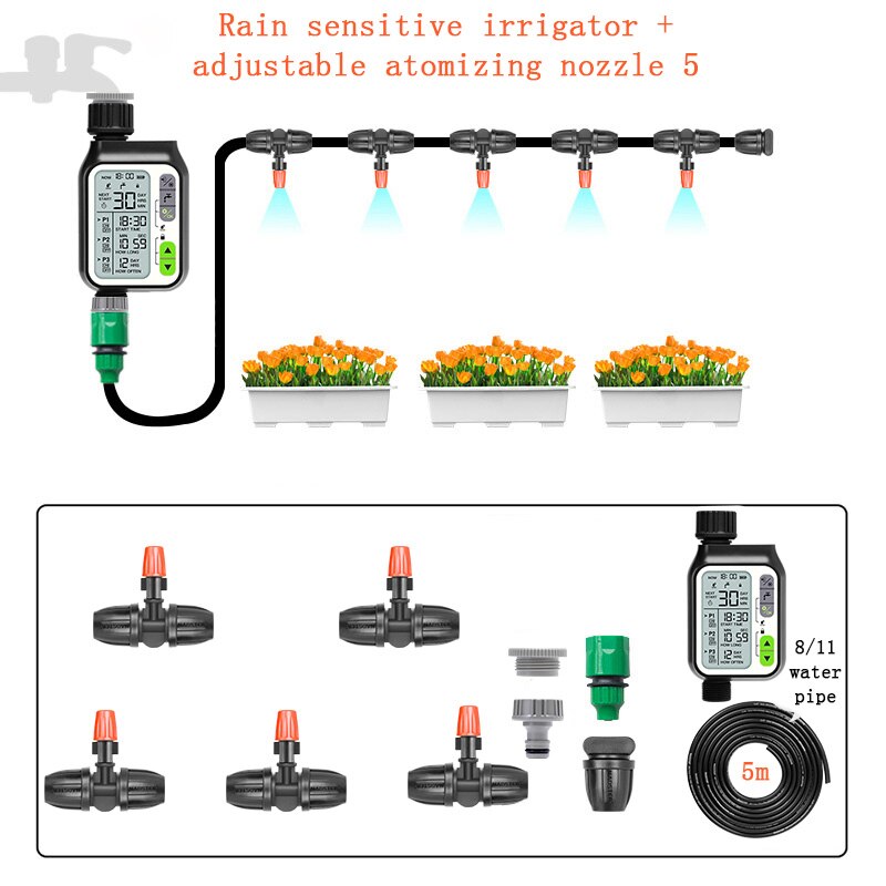 Rainwater Induction Large LCD Screen Automatic Watering Device Garden Balcony Irrigation System Intelligent Sprinkler Controller