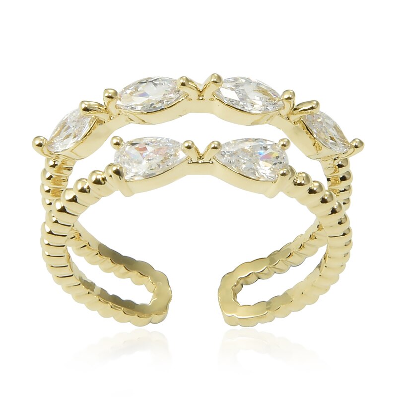 Wuli & bebê strass bowknot ajustável abertura anel de ouro cor casamento feminino qualidade anel