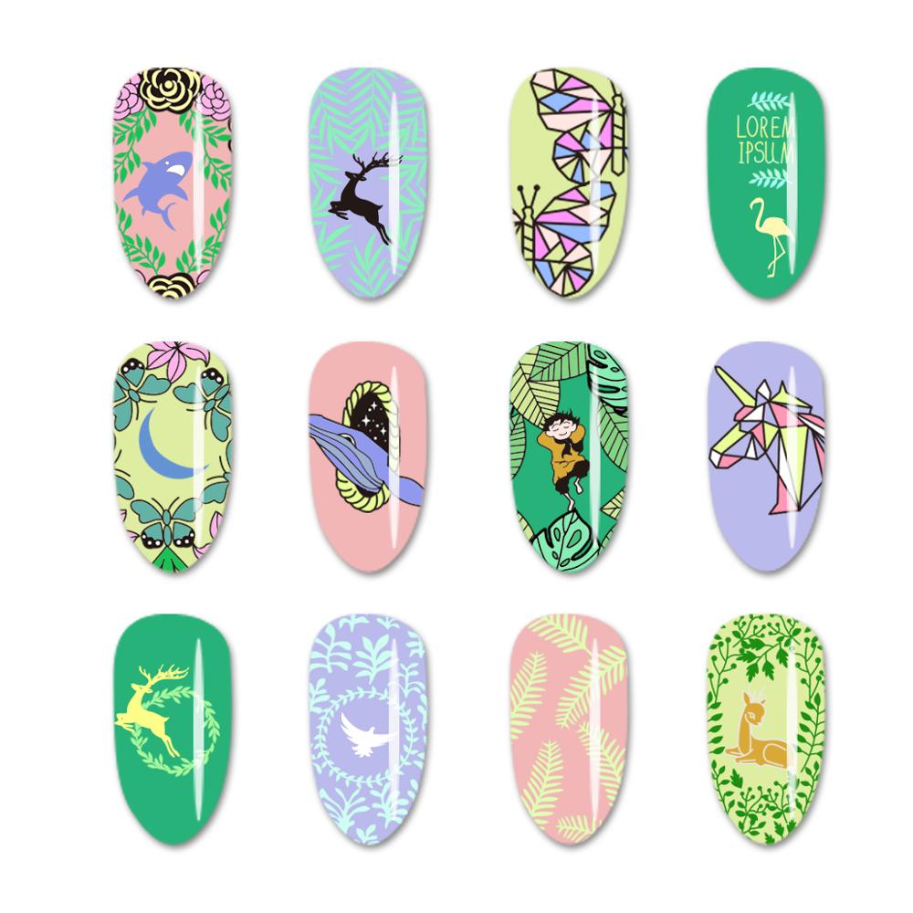 Beautybigbang 6*12cm stempling plade natur blade planter billede skabelon negle stencil skabeloner negle form stencils til nai