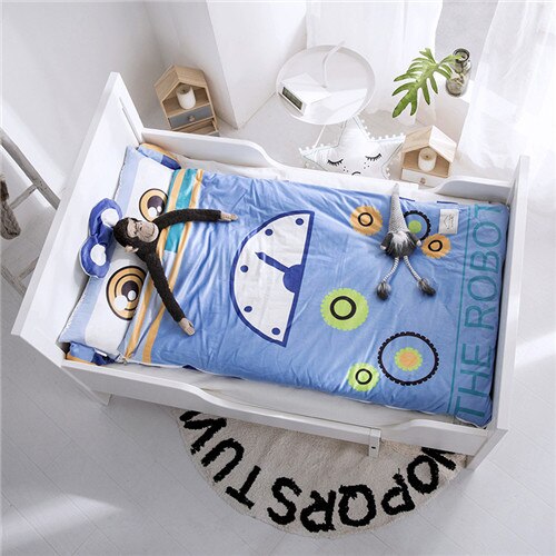 Home bed baby sleeping bag 100% Cotton + soft fleece Boy Girl Child fleabag AB side fox bear mothercare kids body cover 70*150cm: jiqiren