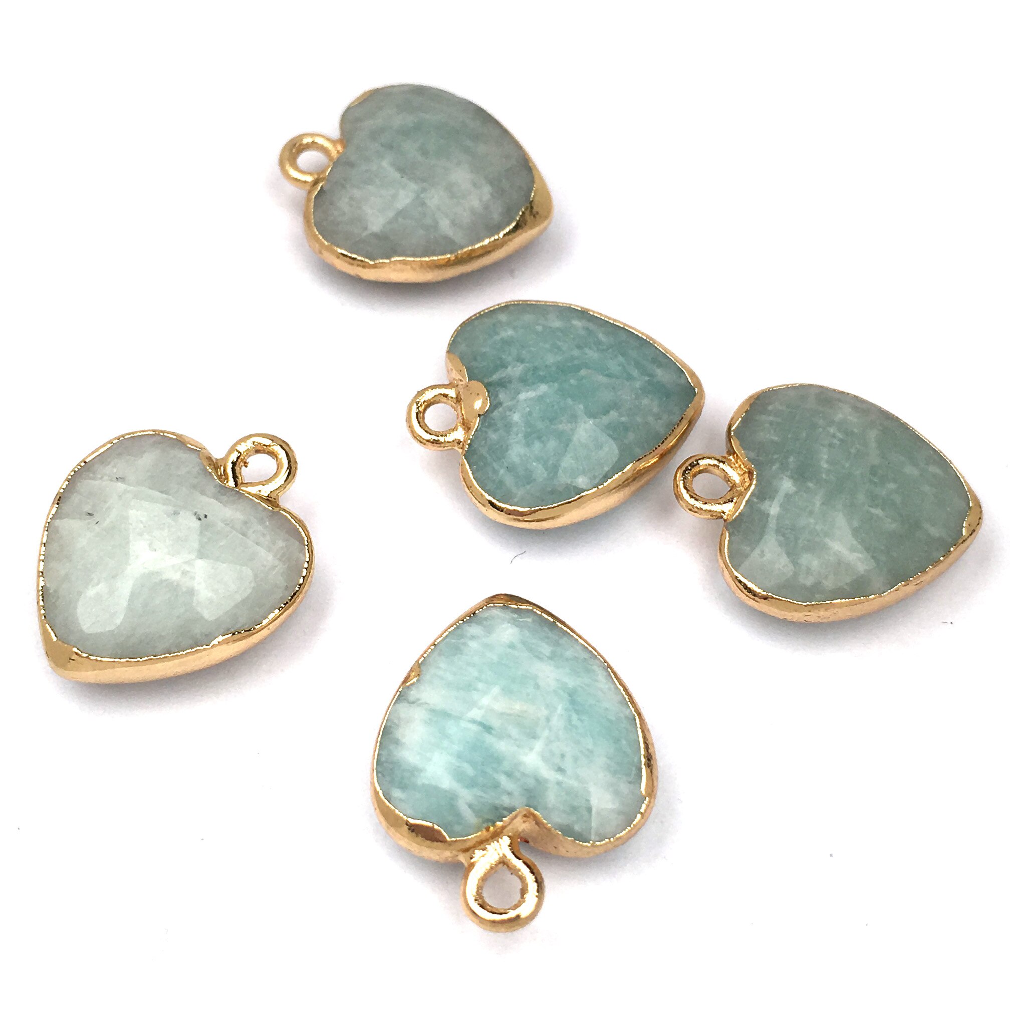 2Pcs Naturale di Pietra Del Pendente Del Cuore Del Pendente di Figura Per Pendenti E Ciondoli Creazione di Gioielli FAI DA TE Collana Accessori 14x17 & 15x18mm: Amazonite