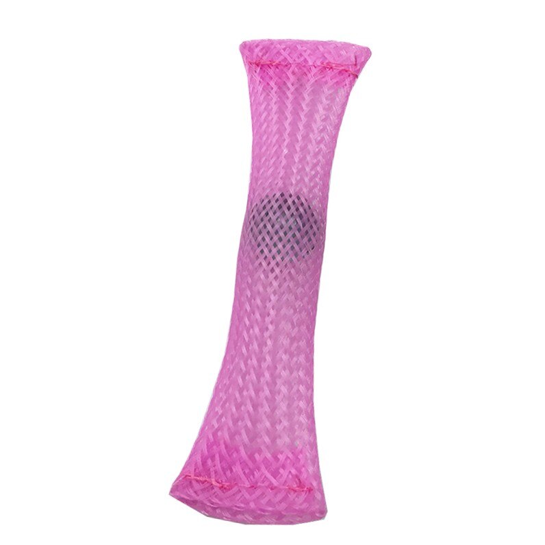 Woven Mesh Tube with Marbles Ball Autism ADHD Anxiety Therapy Squeezing Vent Toys Stress Relief Hand Fidget Toy: light pink