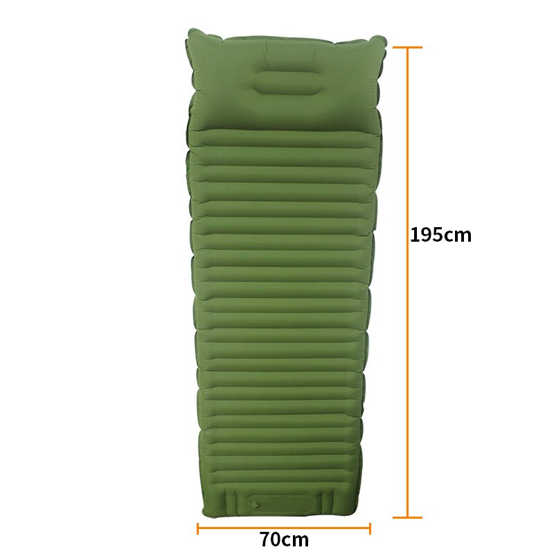 Esponja a presión con el pie, colchoneta inflable para acampar en el aire, Mattres, grande, 195x70x14cm, cómoda para dormir al aire libre, senderismo, con TPU: Verde