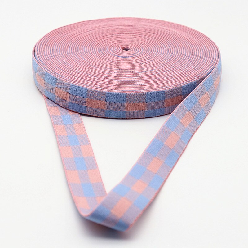 25Mm Vierkante Elastische Band, Elastische Taille Riem Elastische Singels Geschikt Voor Naaien Accessoires Van Schoenen, Hoeden, kleding En Tassen: pink grid / 5m