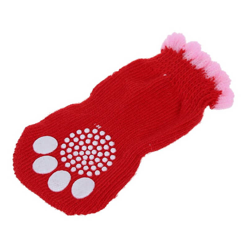2 par størrelse l antislip bund kæledyr hund hundehvalp sokker rød lyserød