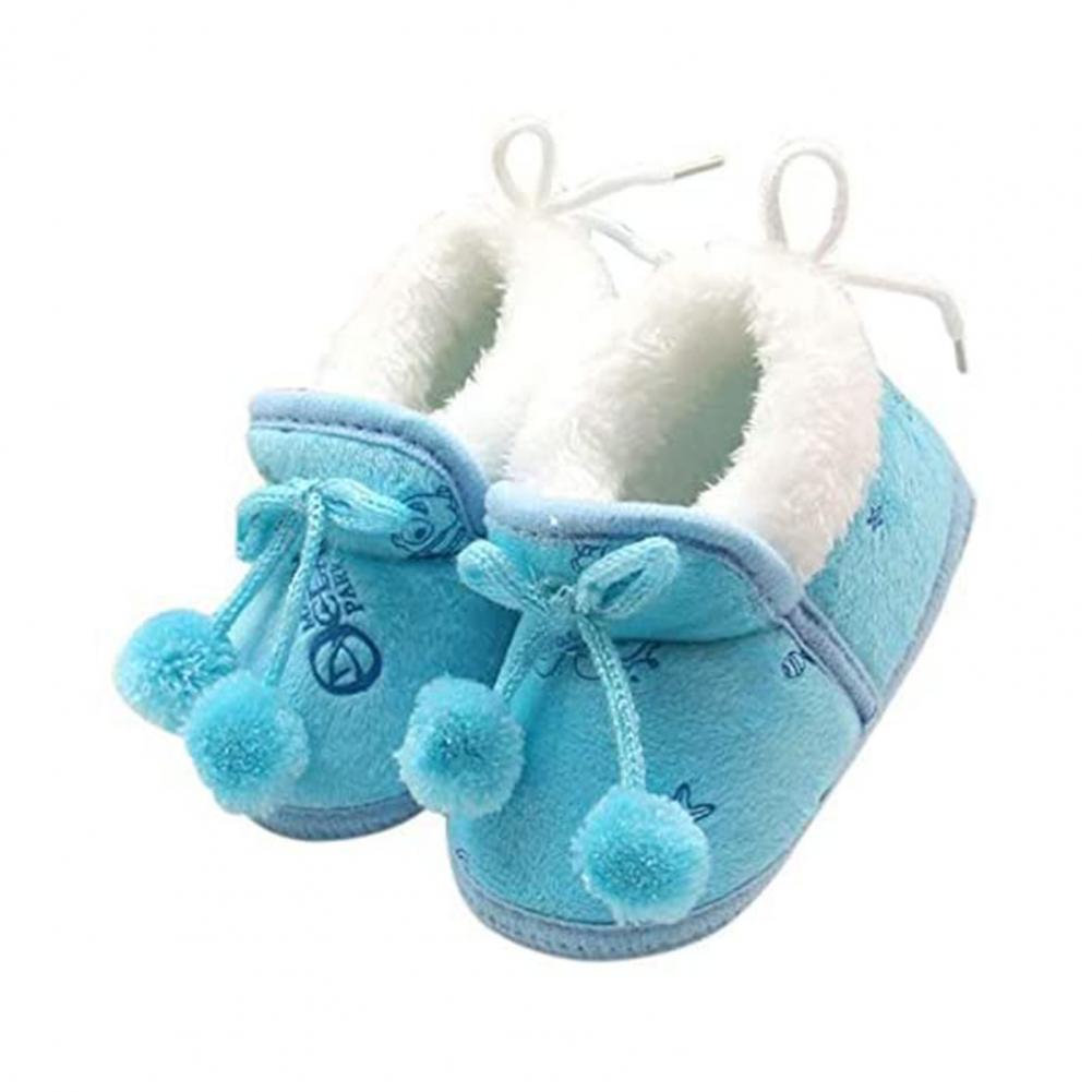 Herbst Winter 0-1 Jahr Alten Baby Mädchen Puffer Ball Weiche Sohle warm Kleinkind Schuhe Süssigkeit Farbe Pelzigen Stiefel freundlicher Neue Jahr: Blau / 12