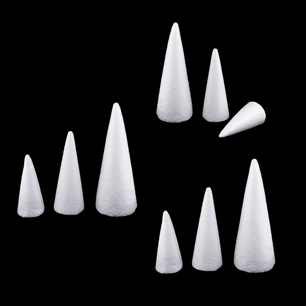 9 Pcs Cone Shape DIY Christmas Tree Styrofoam Foam for Kids Craft 15/20/25cm