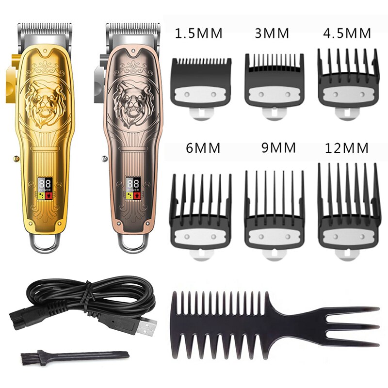 LCD hair trimmer rechargeable cordless hair clipper finishing blending electric hair cutting machine taper lever