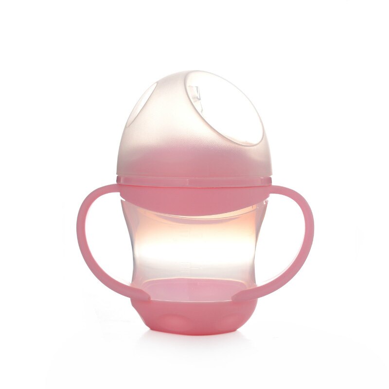 Biberones con asa para bebés, tazas de alimentación para leche y agua, biberón de entrenamiento infantil con asa: Pink