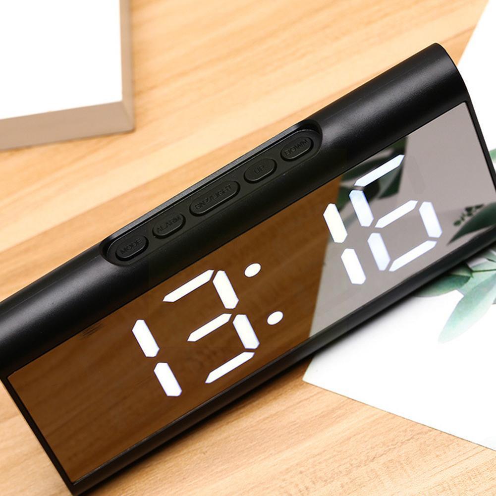 Led Mirror Screen Alarm Clock Digital Clock Voice Control Snooze Date Temperature Display For Home Decoration R4j9
