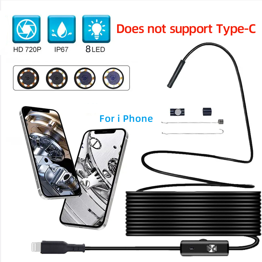Endoscoopcamera voor iPhone Auto's Endoscopisch Waterdicht 8 LED's Borescope Automotorinspectie iPhone