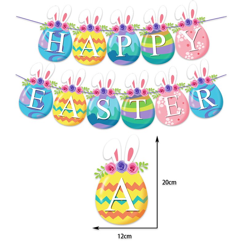 Multiple Styles Happy Easter Decor Banner Cute Easter Bunny Egg Paper Garland For Home Hanging Bunting Easter Day Party Supplies: A01