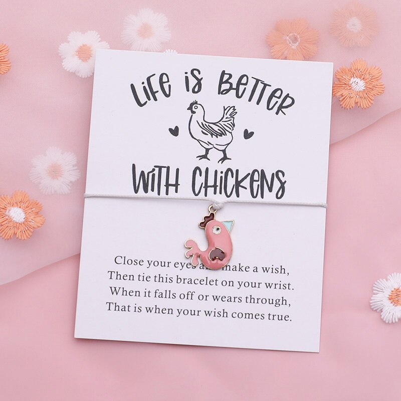 Kip Wish Armband Grappige Kip String Animal Vriendschap Armband Kip Sieraden Vrouwen Mannen Beste Vriend Interessante: Gray