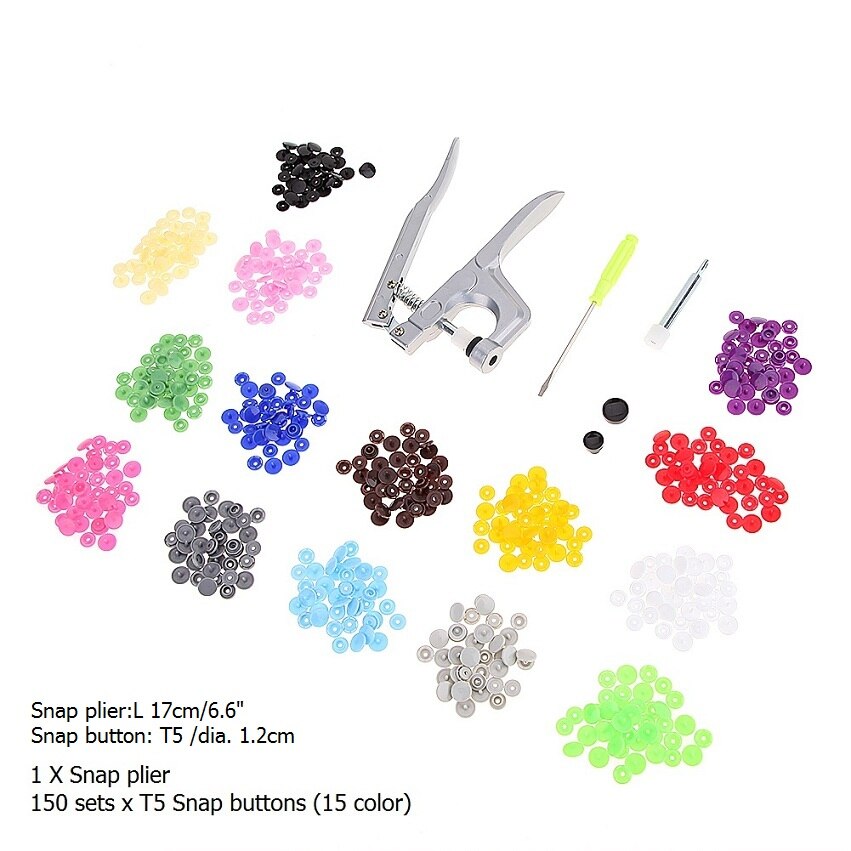 T5 plastique résine bouton pression outil d'installation Sihetun boucle main pression pince + 300 pièces en plastique boucles bouton pince pression: 02
