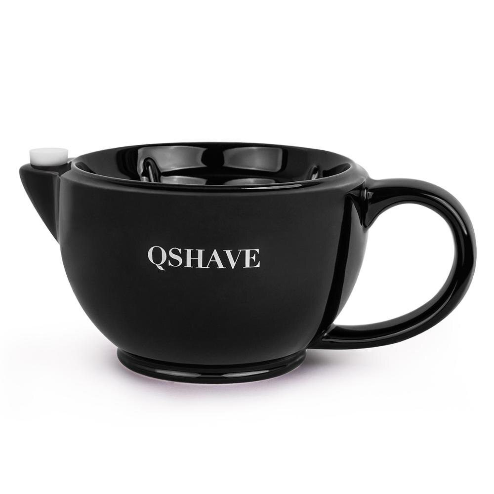 Qshave rakhyvel rakning scuttle mugg fyllt vatten håll lödder alltid varmt det stor storlek skål handgjord keramik kopp svart &amp; vit: Svart