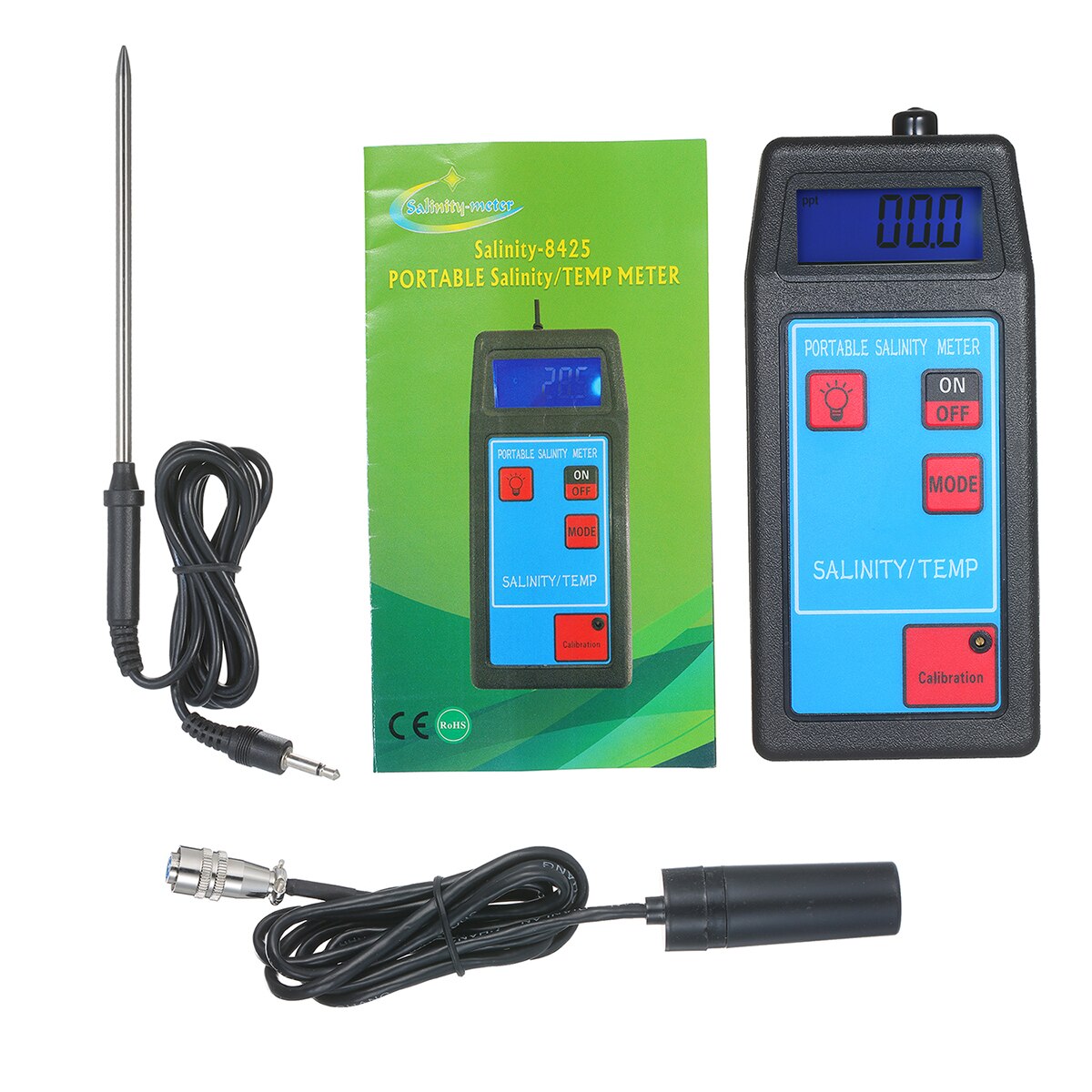 2 in 1 atc salinometer saltmåler salt saltvandsmåler saltindhold refraktometer mad saltindhold tester temperatur salinitetsmåler