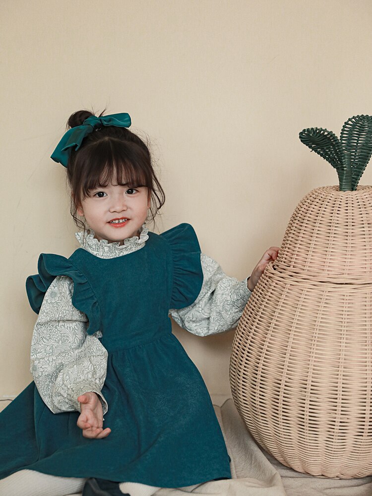 Meisjes lente en herfst katoenen bloemen houten oortjes onderkant shirt babykleding kinderen eenvoudig baby's lange mouwen top