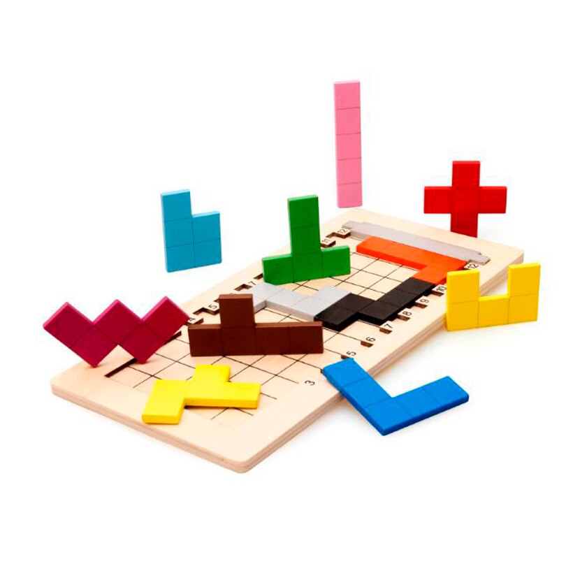 Kleurrijke Houten Fun Tetris Puzzel Speelgoed Voor Kinderen Voorschoolse Magination Intelligentie Verbeelding Onderwijs Speelgoed Kinderen